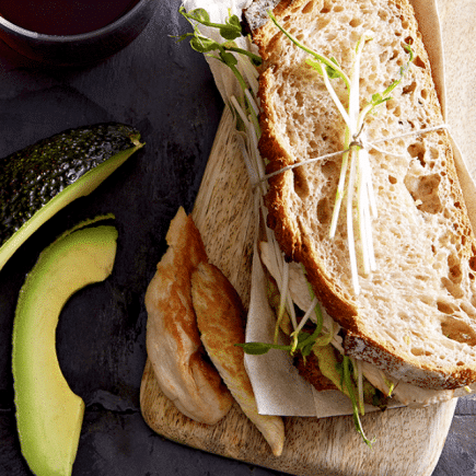 Sandwich à l’avocat et au poulet