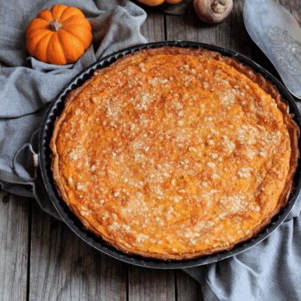 Tarte au potimarron, roquefort et noix